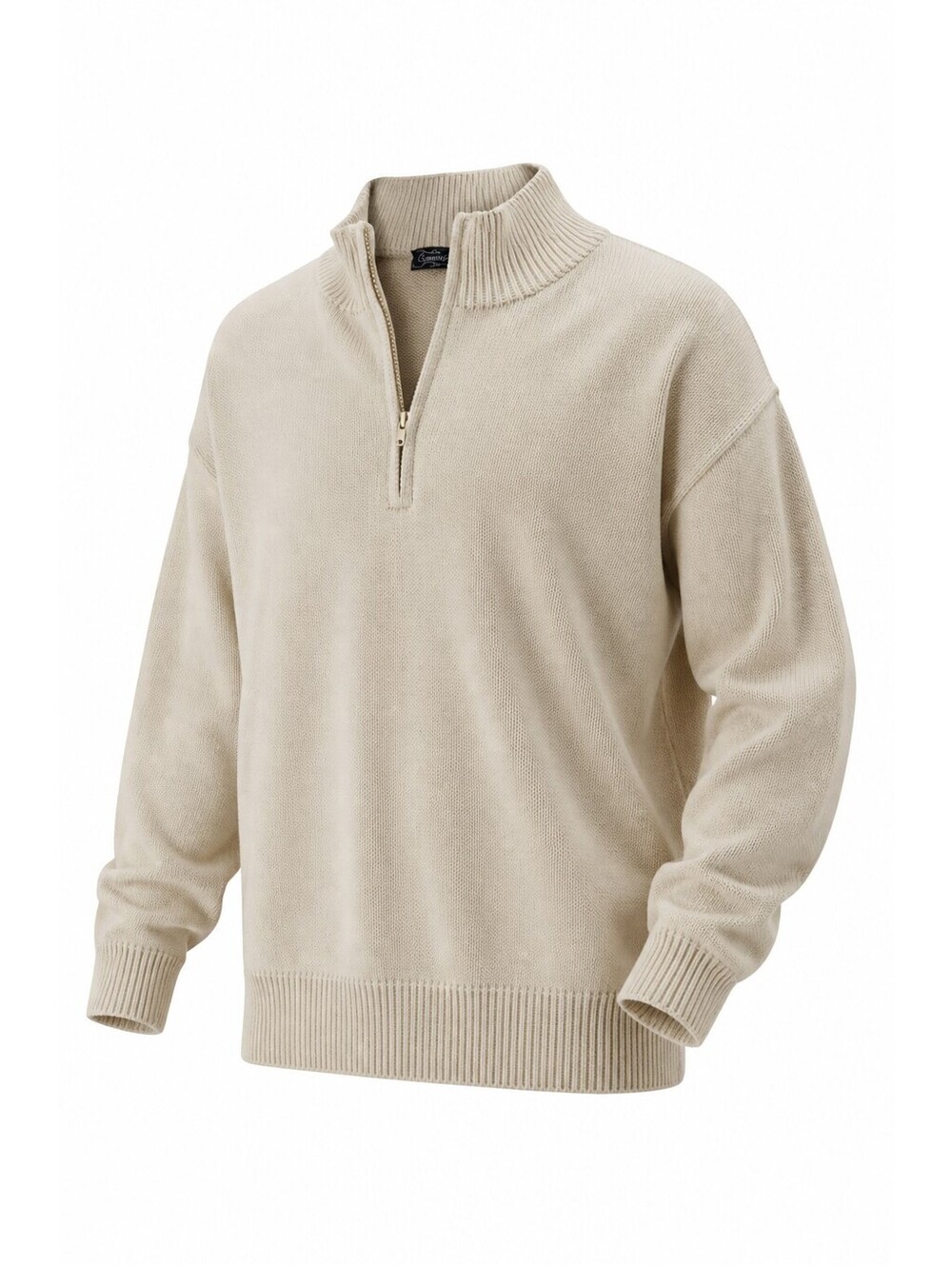 Crystal Kobe Unisex 2X 100% Cotton Beige Half‑Zip Cable Knit Sweater